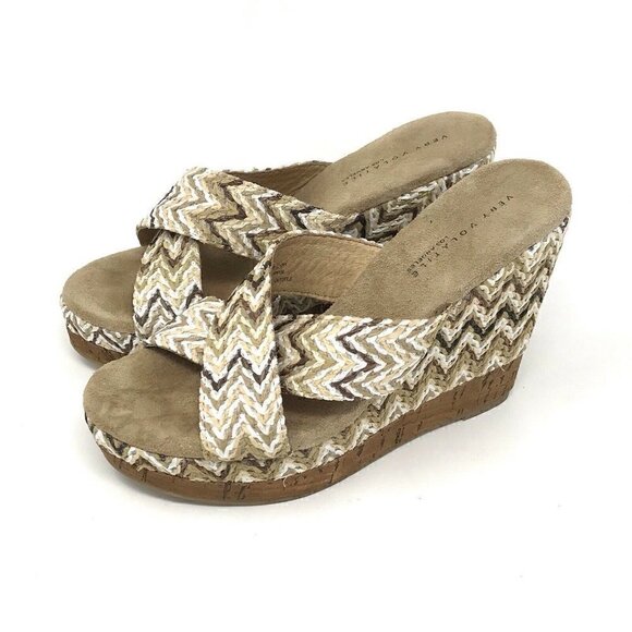Very Volatile Wedge Sandals Slides Cork 7 - Picture 4 of 8